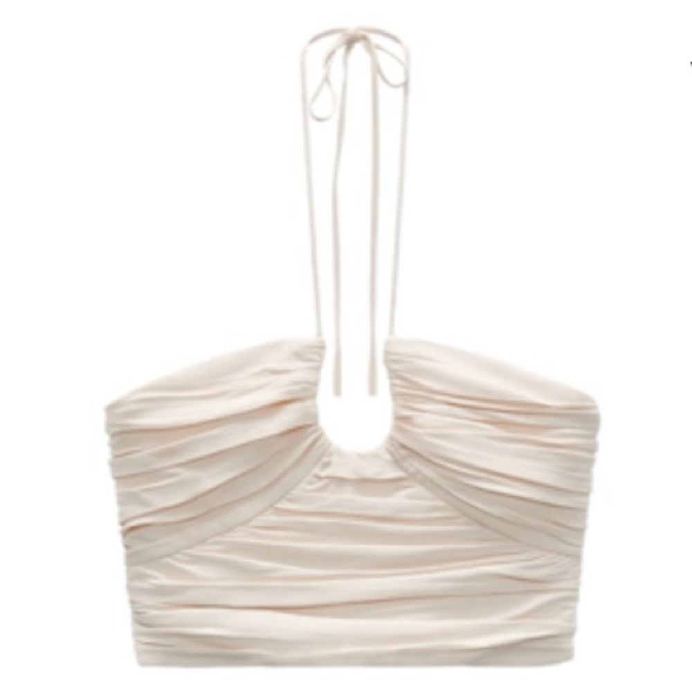Zara Cream Cropped Halter Top